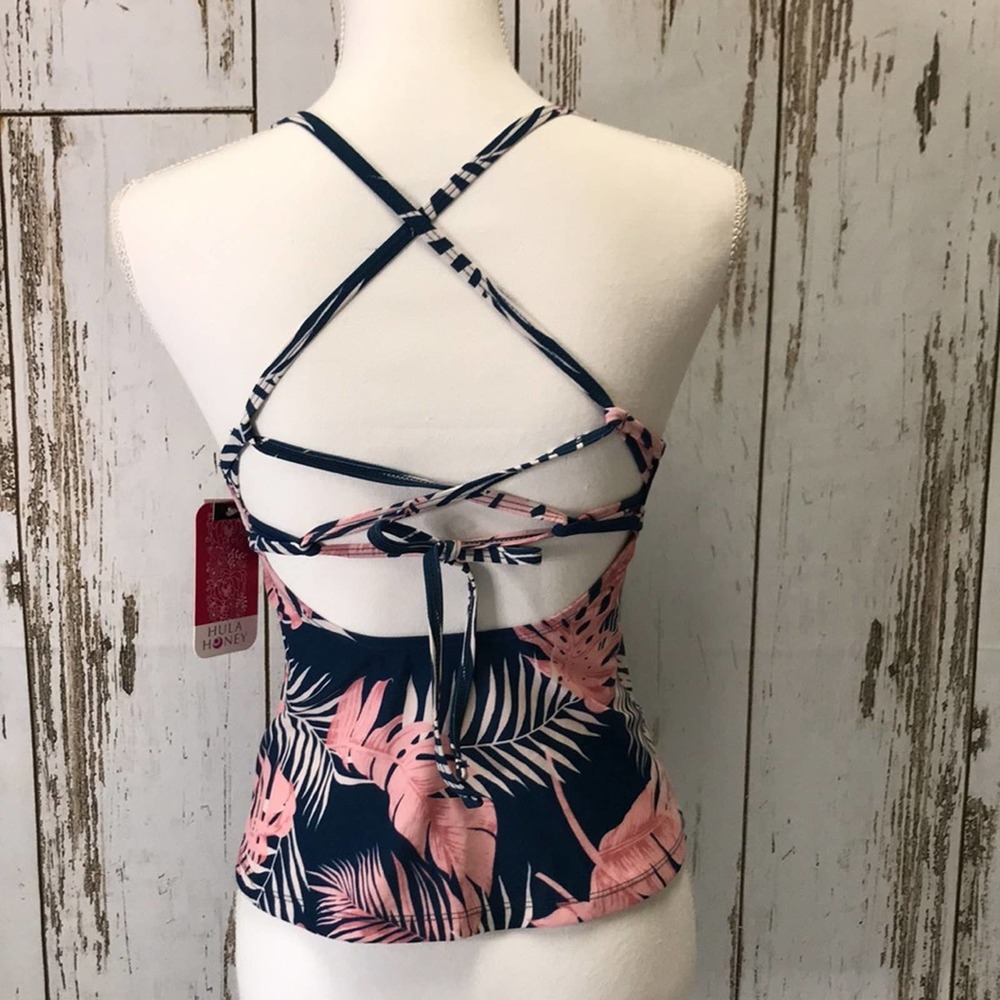 Hula Honey Pink and White Tropical Print Tankini - Picture 3 of 6